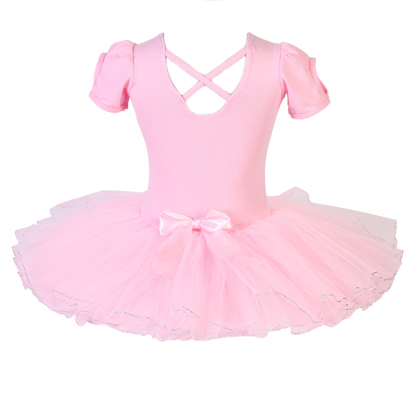 Pink Rhinestone Dress Silver Trim Ballet Dress