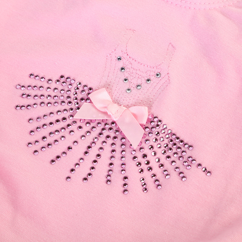 Pink Rhinestone Dress Silver Trim Ballet Dress