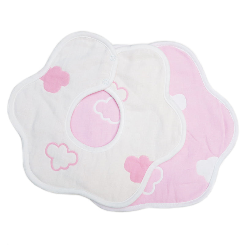 Unisex Pink Cloud Baby Bibs 2 Pack 100% Cotton Infant Handkerchiefs
