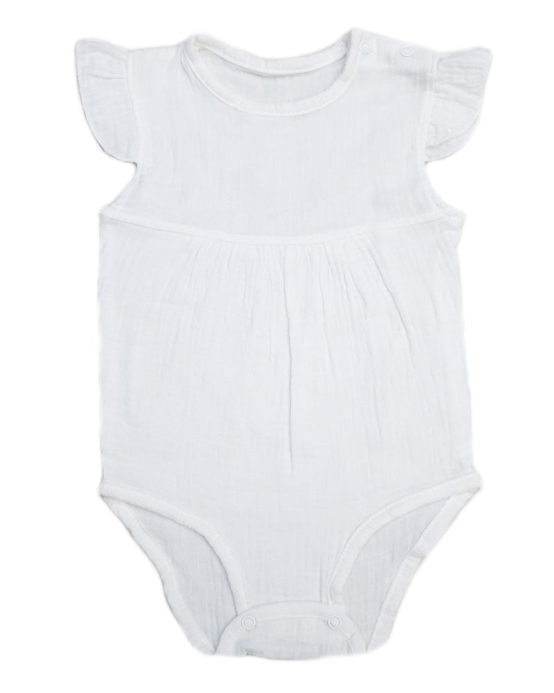 White Unisex baby Sleeveless Bodysuit Summer Cotton Rompers