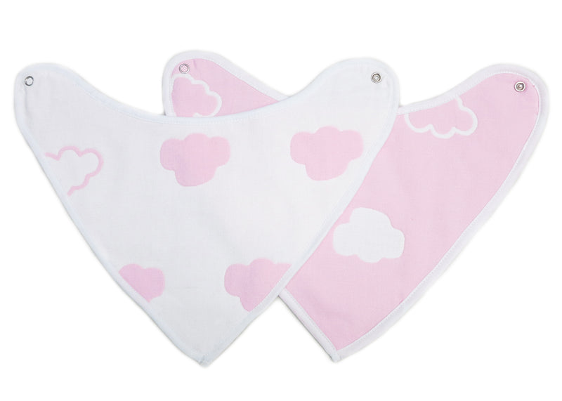 Unisex Baby Organic Cotton Pink Cloud Bibs 2 Pack Triangle Newborn Bibs Set