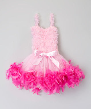 Pink Ruffle Feather Dress