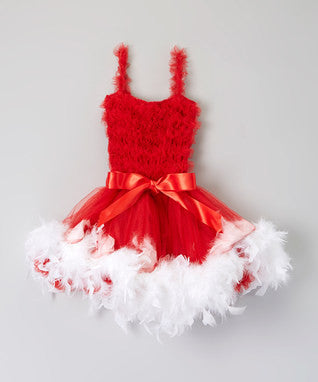 Red Ruffle Feather Dress