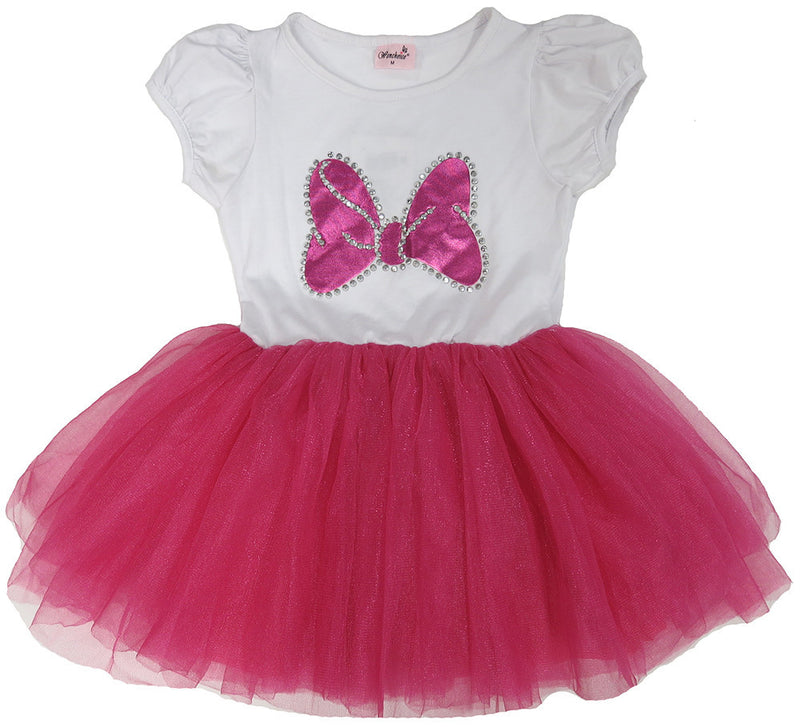 White/Hot Pink Minnie Bow Dress