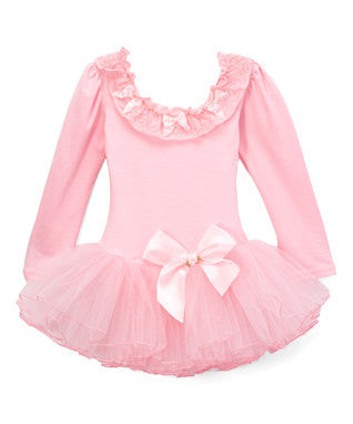Pink Lace & Bow Long-Sleeve Ballet Dress | Wenchoice Pink Lace & Bow Long-Sleeve Ballet Dress | Wenchoice