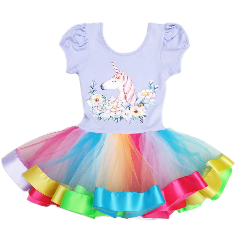Lavender Unicorn Rainbow Ballet Dress