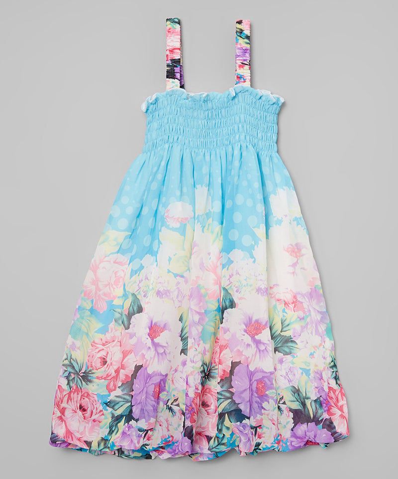 Blue Floral Chiffon Baby Doll Dress Blue Floral Chiffon Baby Doll Dress