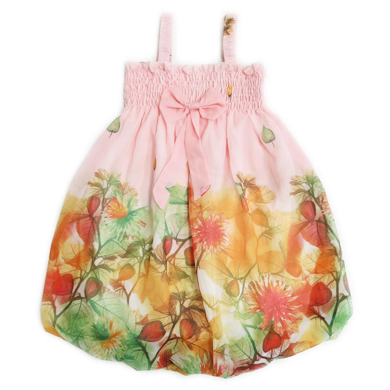 Light Pink Leaves Chiffon Baby Doll Dress