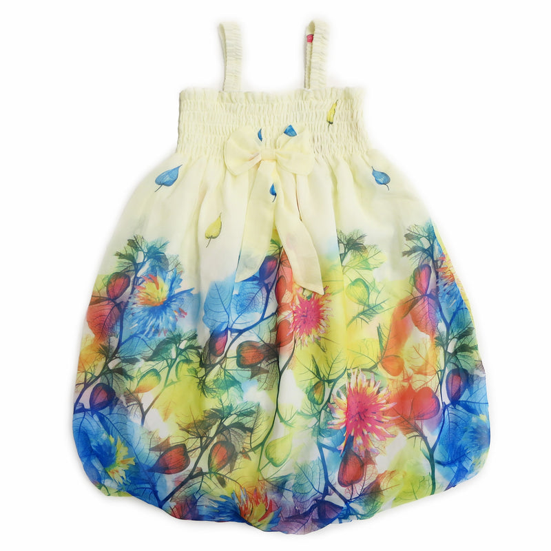 Yellow Leaves Chiffon Baby Doll Dress