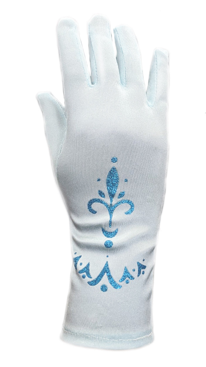 Baby Blue Frozen Satin Gloves