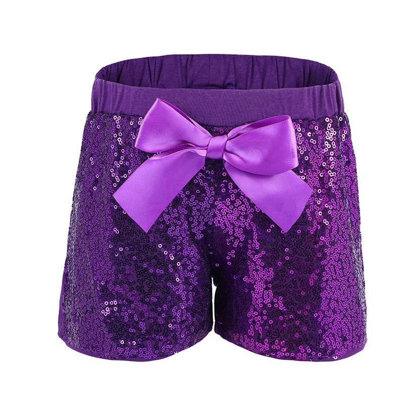 Purple Sequins Bow Shorts
