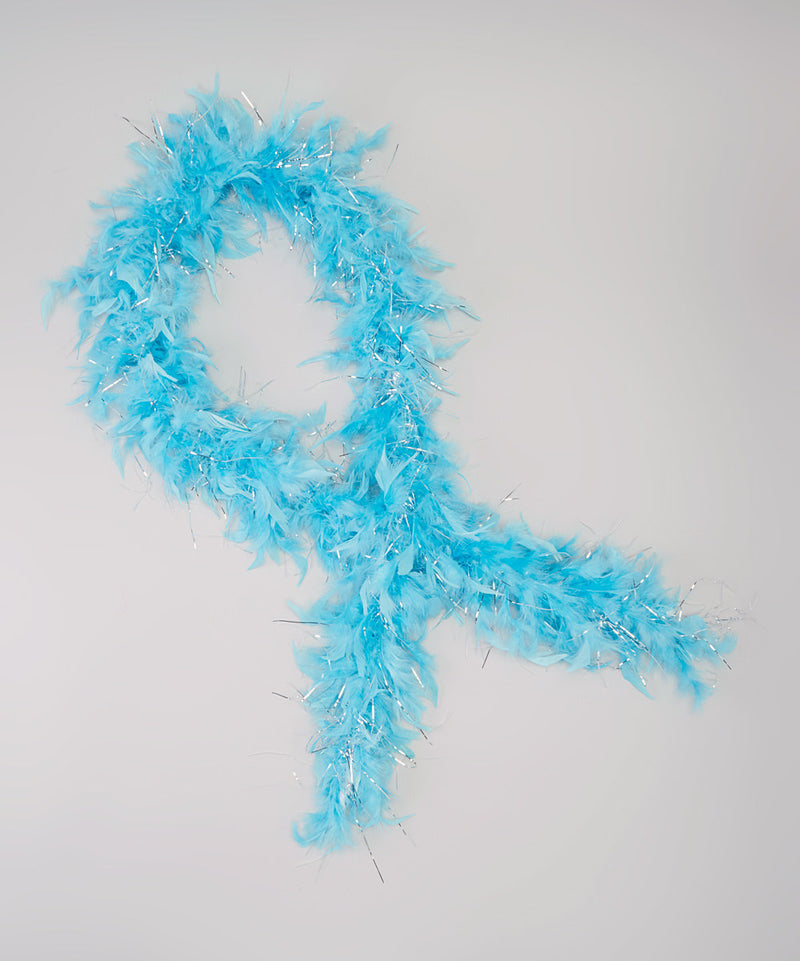 Blue Feather Silver Thread Boa