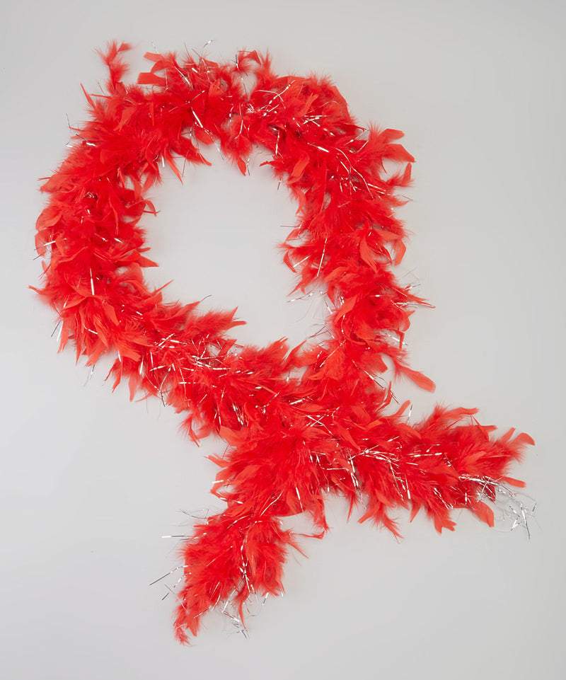 Red Feather Silver Thread Boa