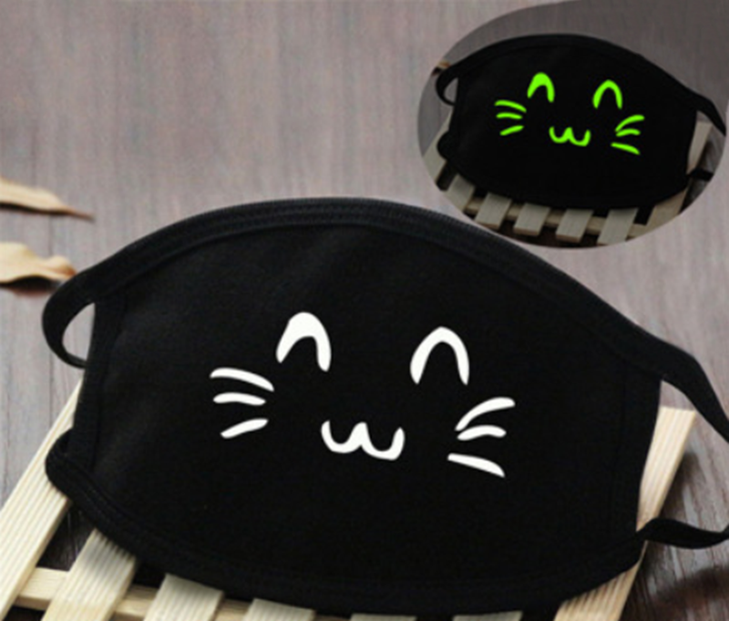 Glow In Dark Cat Washable Cotton Mask