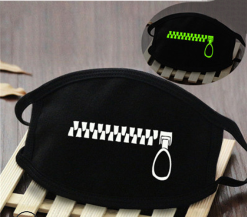 Glow In Dark Zipper Washable Cotton Mask