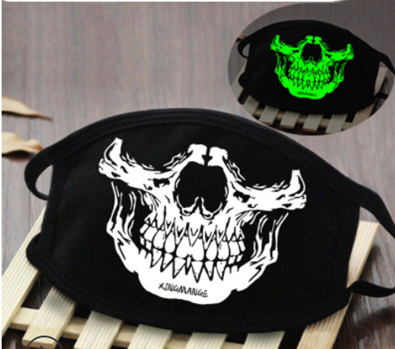 Glow In Dark Skull C Washable Cotton Mask