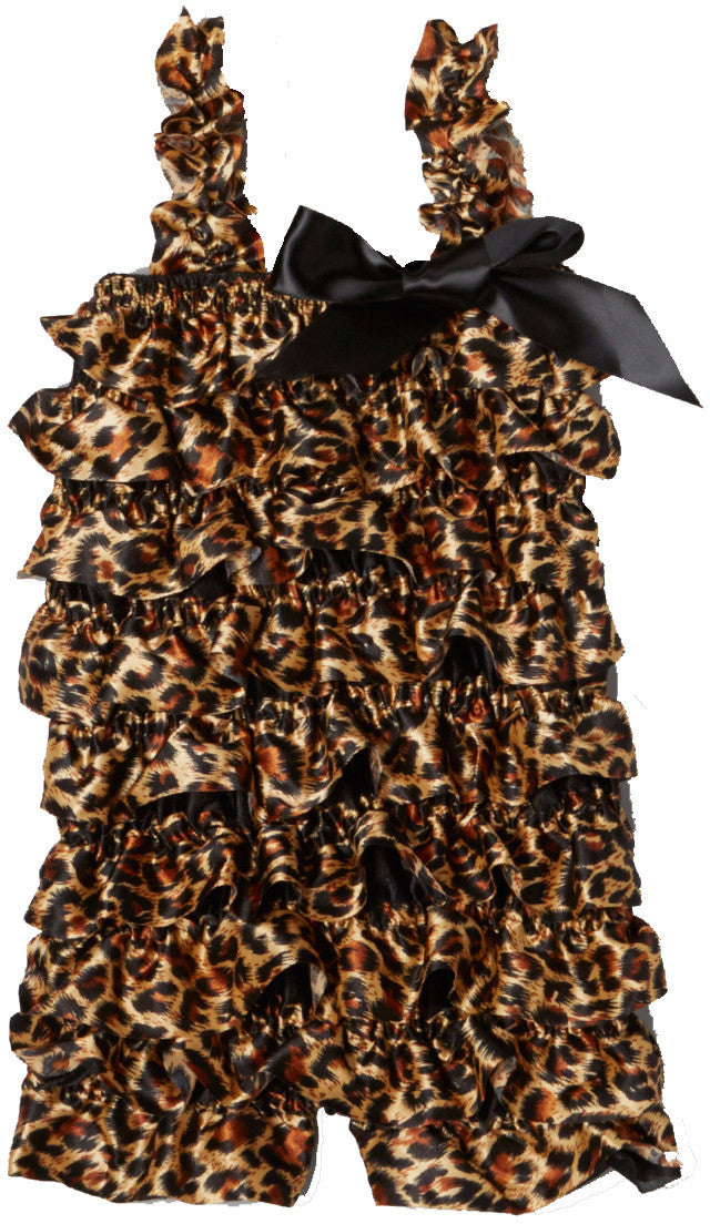 Leopard Printed Satin Romper