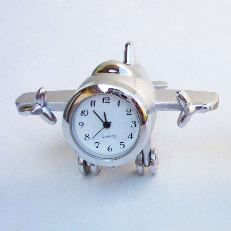 Sliver 2 Engine Airplane Collectible Mini Clock