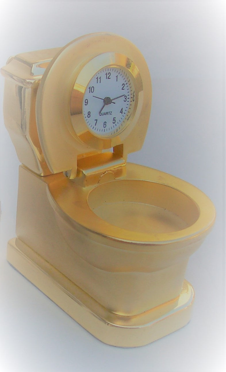 Gold Toilet Collectible Mini Clock