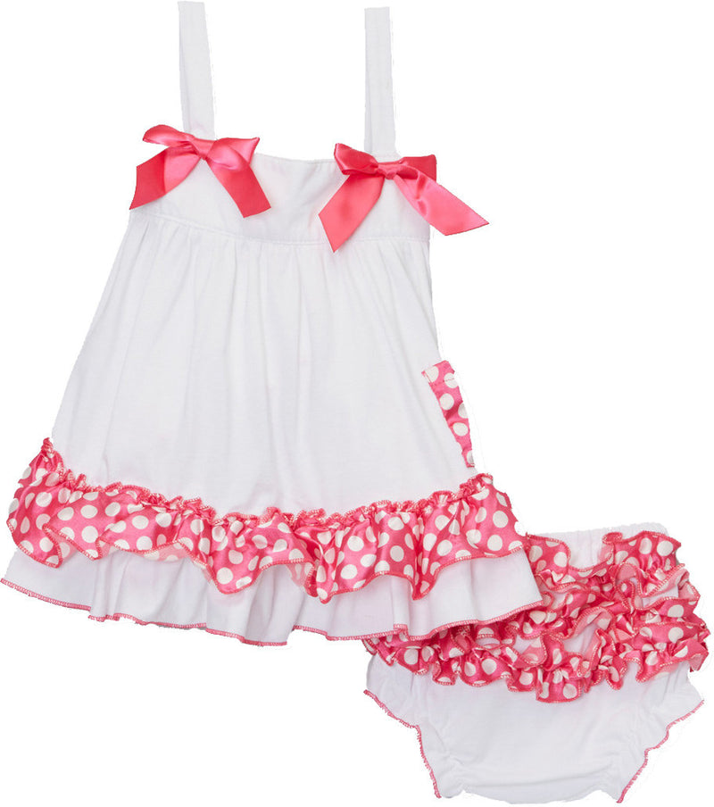 White Pink Dot Swing Top Set