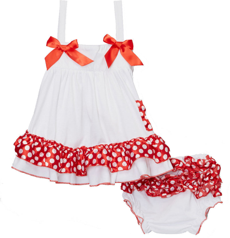 White Red Pocka Dot Swing Top Set