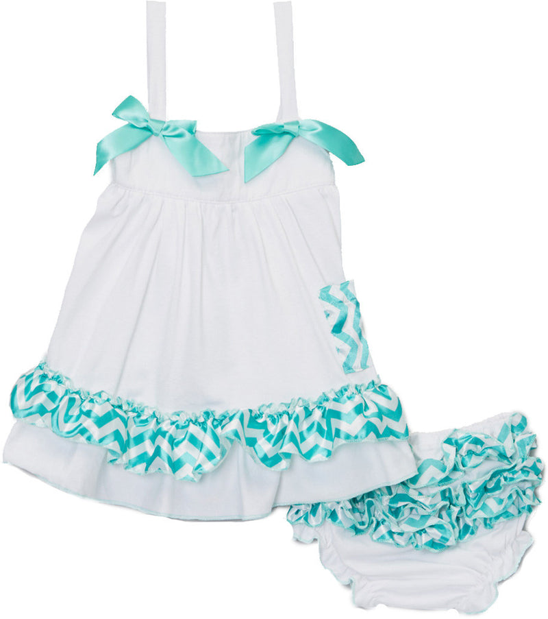 White Green Chevron Swing Top Set