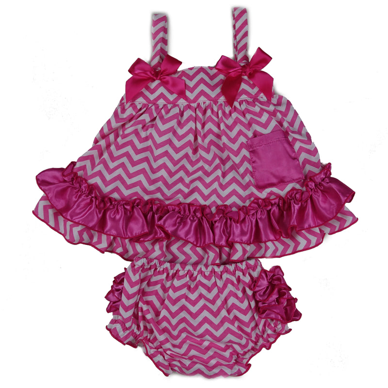 Hot Pink Chevron Swing Top Set Hot Pink Bow