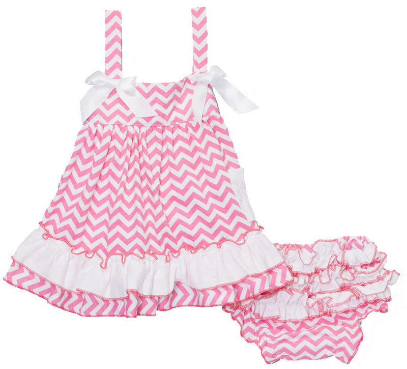 Pink White Chevron Swing Top Set
