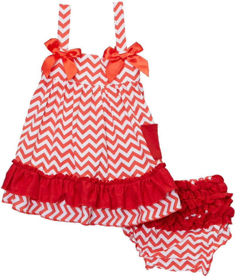 Red Chevron Swing Top
