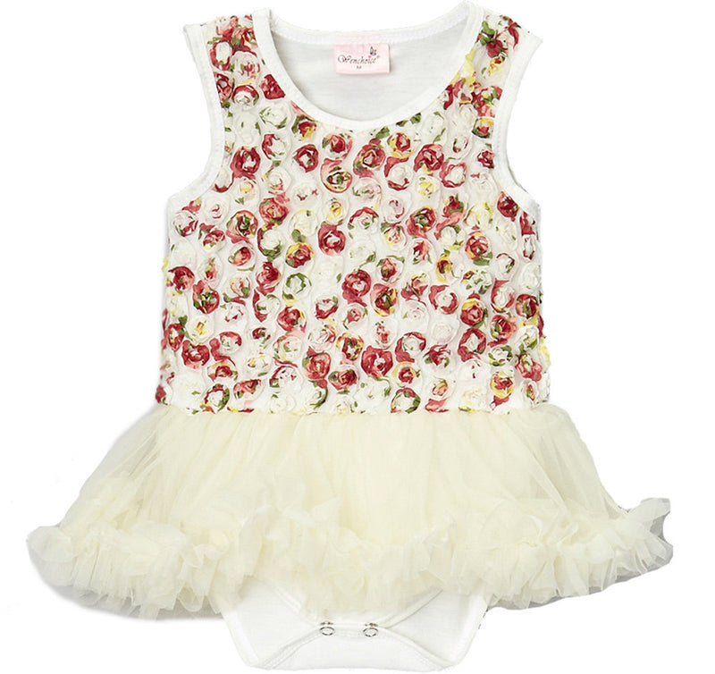 Ivory Multi Rose Bodysuit Attach Tutu