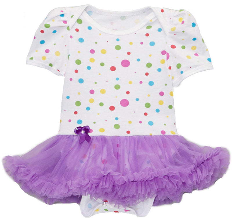 Multi Polka Dot Bodysuit With Purple Tutu