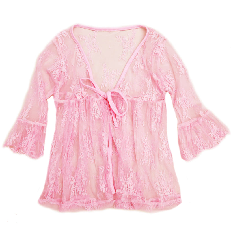 Pink Lace Wrap Top