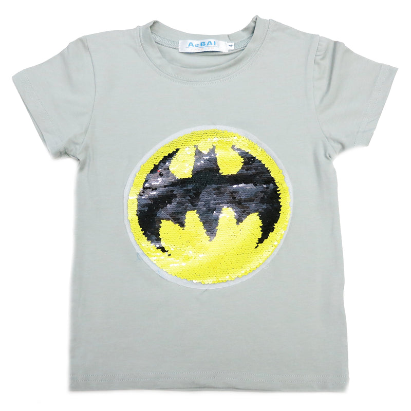 Gray Flip Sequins Batman/Superman T-Shirt
