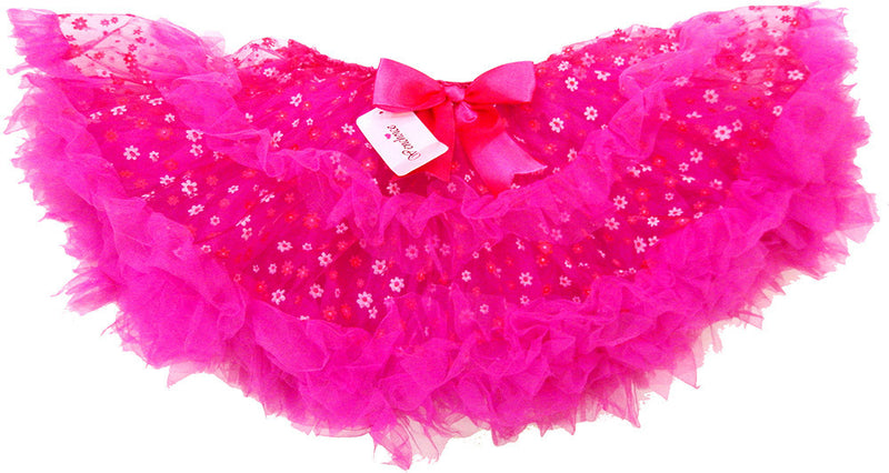 Fluffy Hot Pink Flower Tutu With Hot Pink Trim