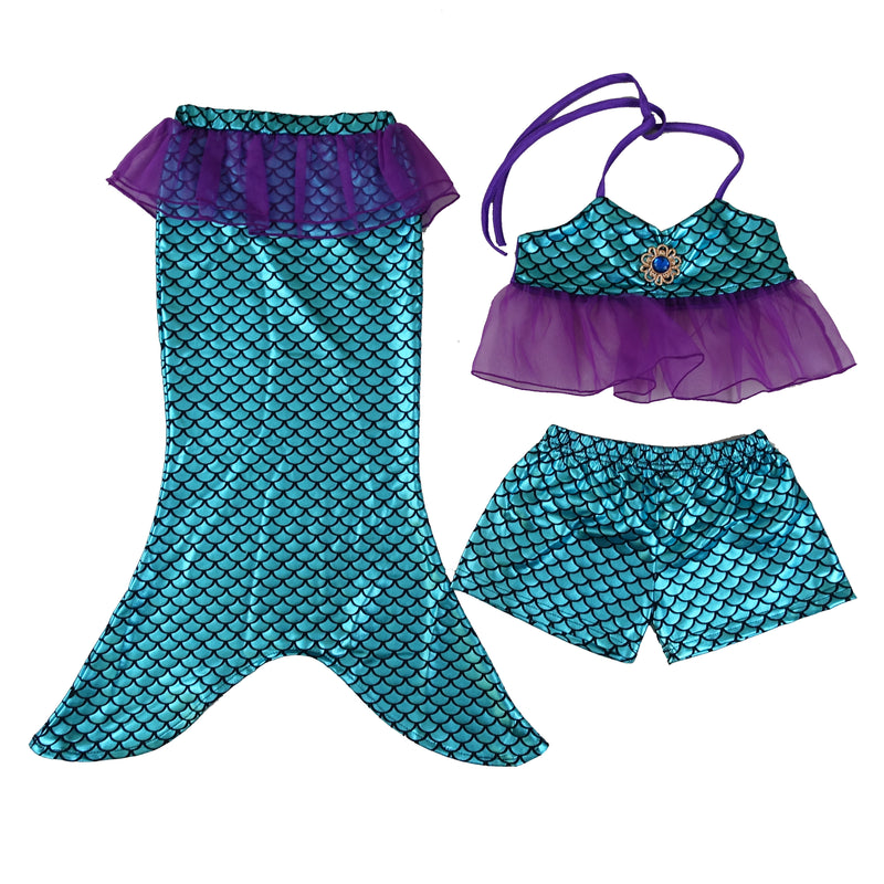 Blue Mermaid 3-Pieces Swimming Suit