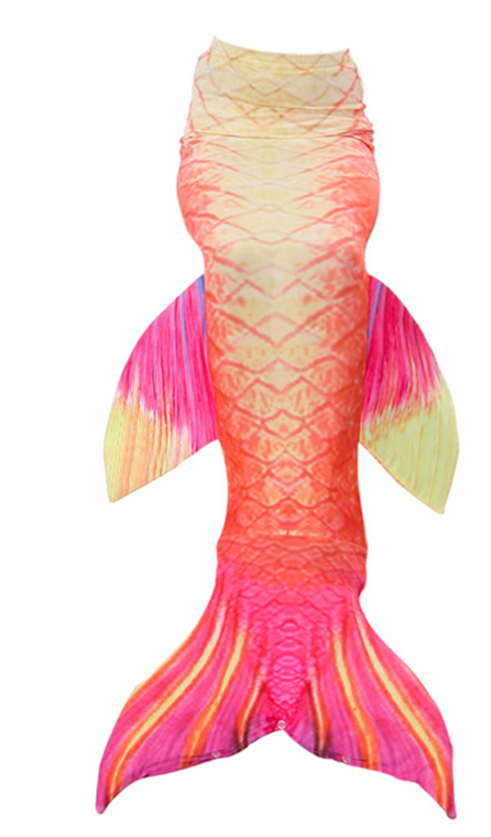 Yellow-Fuchsia Scales Fish Tail 3-Pieces Swimming Suit