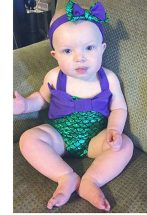 Green Mermaid Bow Swimming Suit
