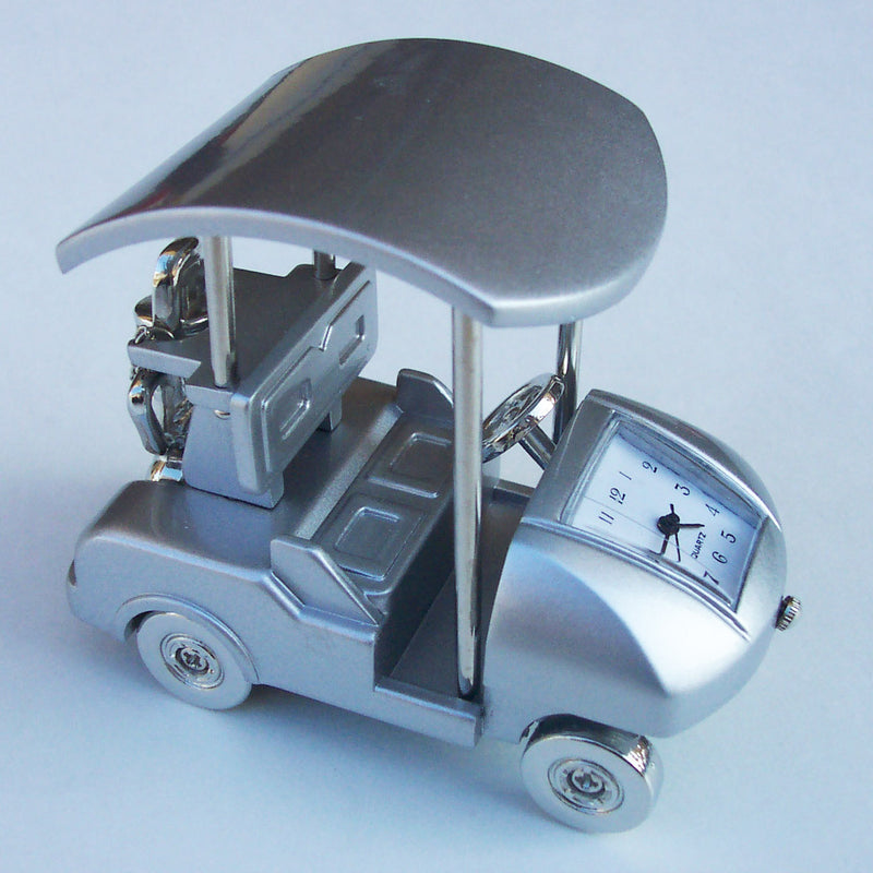 Silver Golf Car Collectible Mini Clock