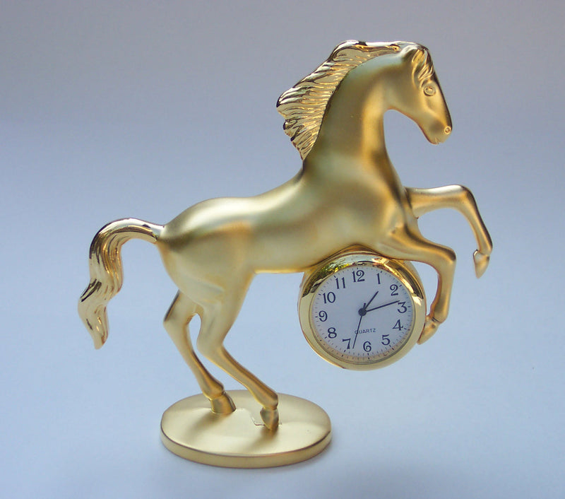Gold Small Horse Collectible Mini Clock