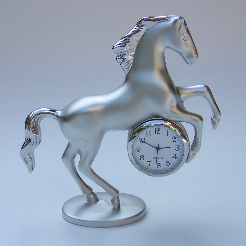 Silver Small Horse Collectible Mini Clock