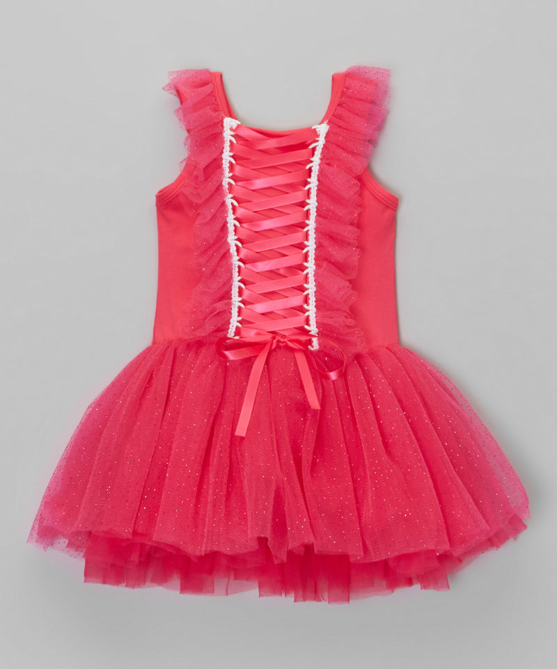 Hot Pink Sparkle Tutu Dress Lace-Up