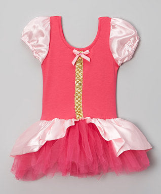 Hot Pink Ballet Tutu Dress Short Sleeve