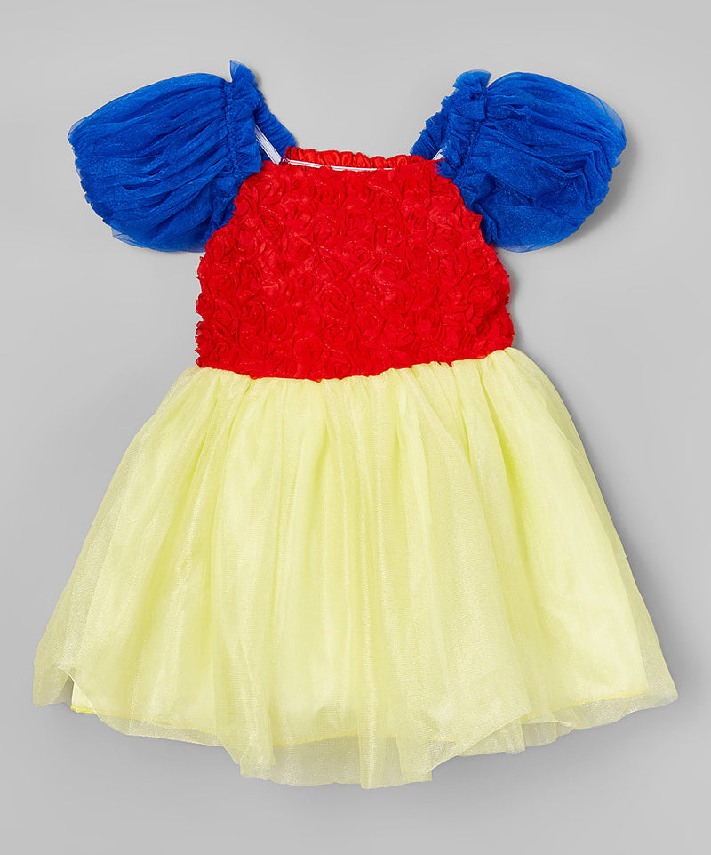 Blue-Red-Yellow Rose Lace Dress