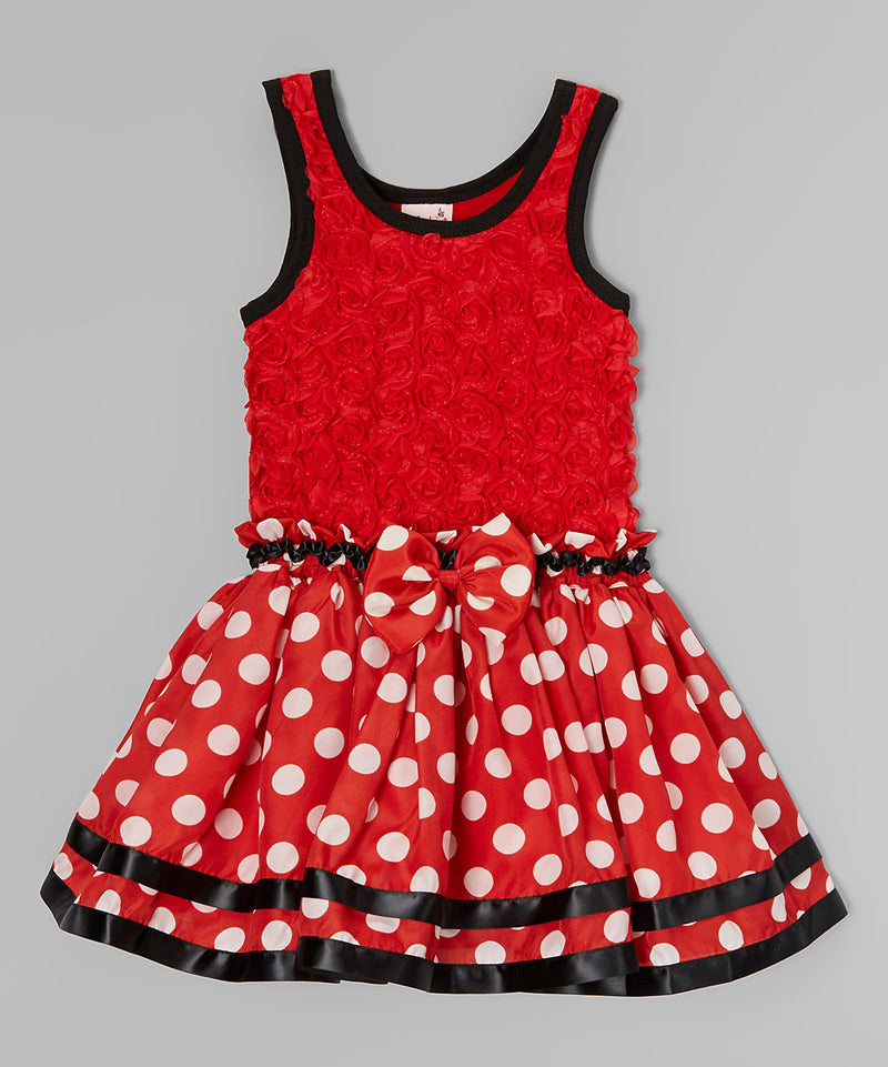 Red & White Polka Dot Rose Dress