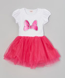 White Top Hot Pink Bow Dress