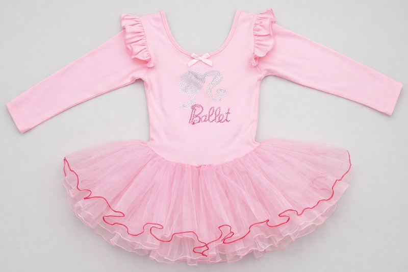 Pink Rhinestone Long Sleeve Ballet Dress