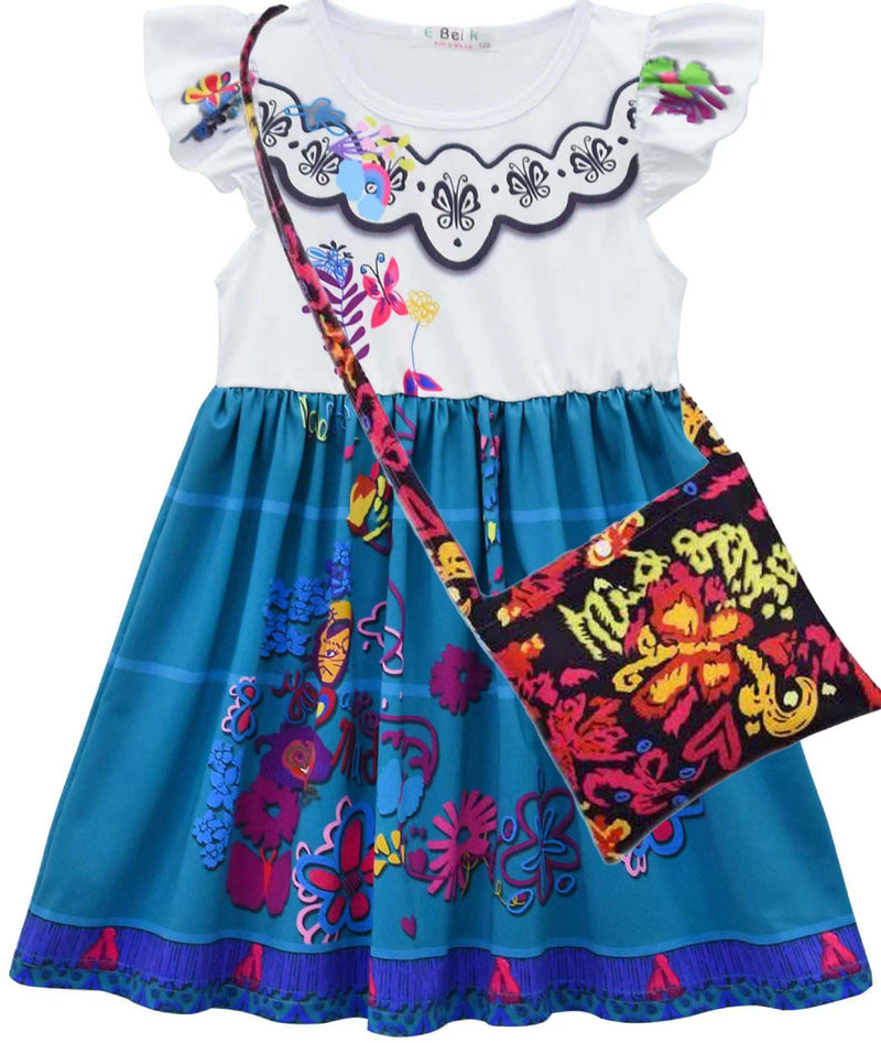 White Blue ECT MM  Short Sleeve Costume Dress