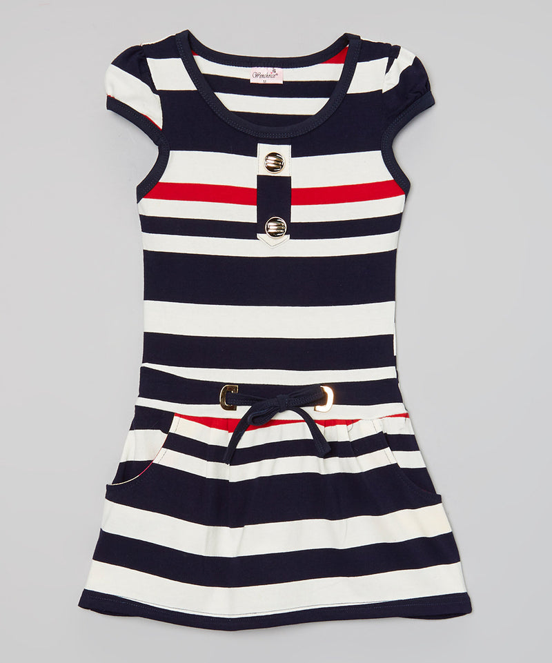 Navy Blue Stripe Dress