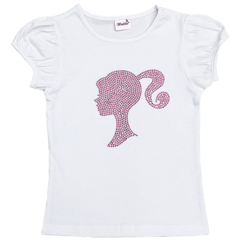 White Girl Rhinestone Short Sleeve Shirt