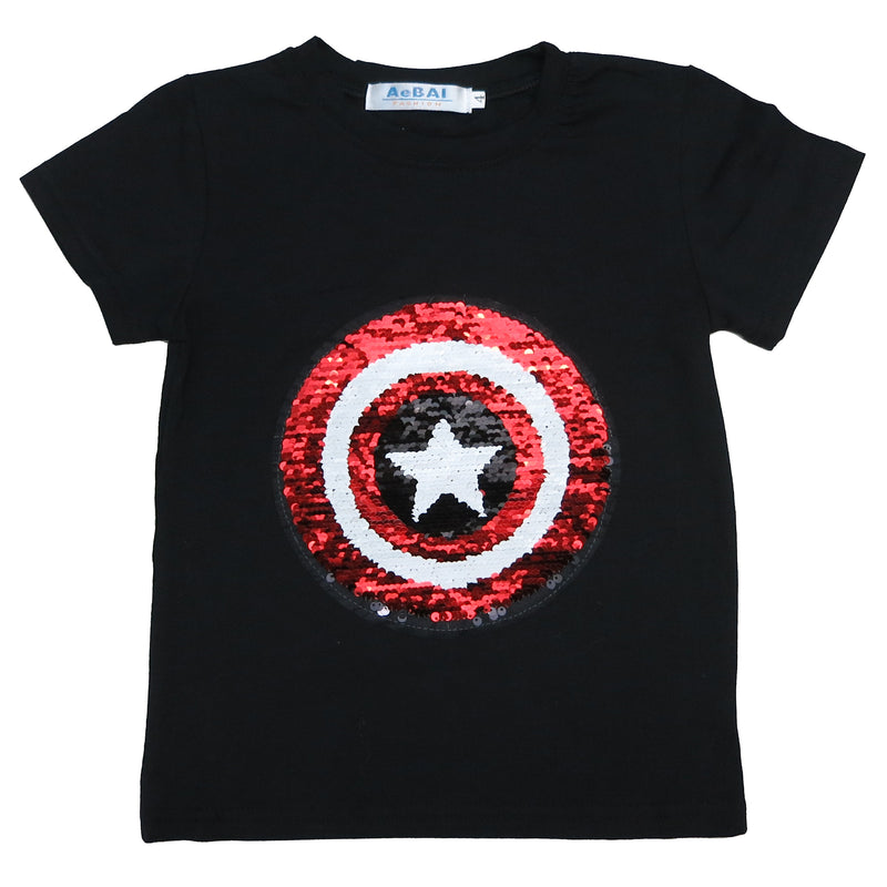 Black Flip Sequins SM/CA T-Shirt